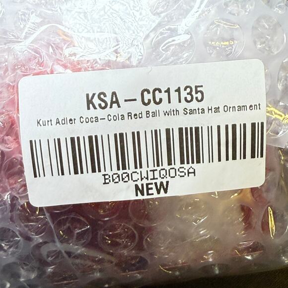 Kurt Adler Coca-Cola Red Ball with Santa Hat Ornament *NEW/UNOPENED* - Picture 5 of 8